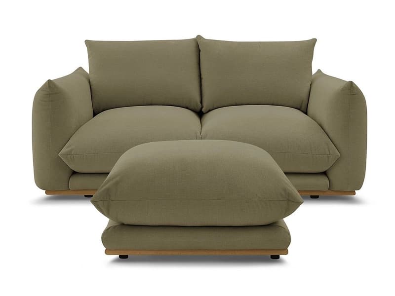 2er Sofa mit Hocker BOBOCHIC ERNEST Stoff grün