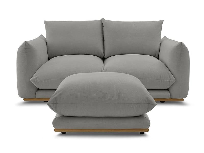 2er Sofa mit Hocker BOBOCHIC ERNEST Stoff dunkelgrau
