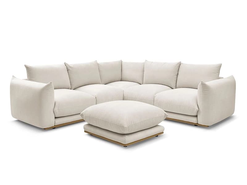Ecksofa mit Hocker BOBOCHIC ERNEST Stoff beige