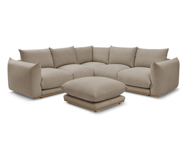 Ecksofa mit Hocker BOBOCHIC ERNEST Stoff taupe