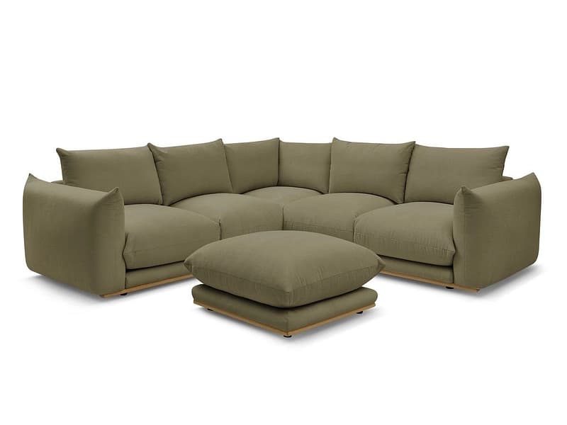 Ecksofa mit Hocker BOBOCHIC ERNEST Stoff grün