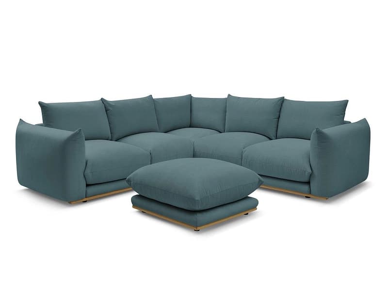 Ecksofa mit Hocker BOBOCHIC ERNEST Stoff dunkelblau