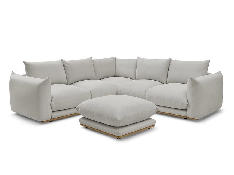 Ecksofa mit Hocker BOBOCHIC ERNEST Stoff hellgrau