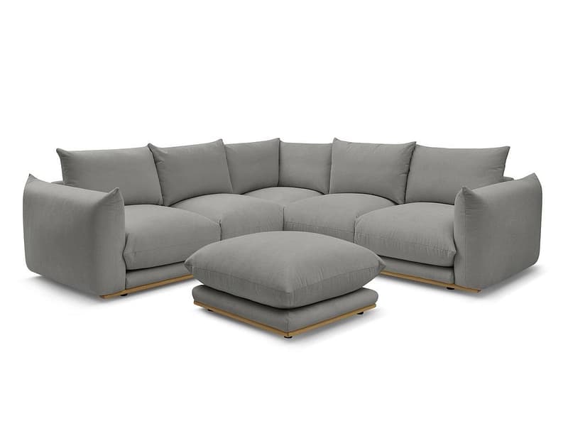 Ecksofa mit Hocker BOBOCHIC ERNEST Stoff dunkelgrau