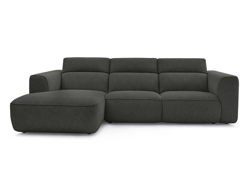 Ecksofa BOBOCHIC WILLIAM Stoff chiniert dunkelgrau