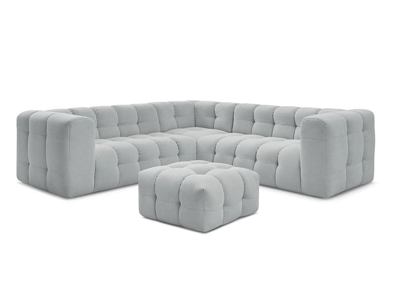 Ecksofa mit Hocker BOBOCHIC CLOUD Stoff hellgrau