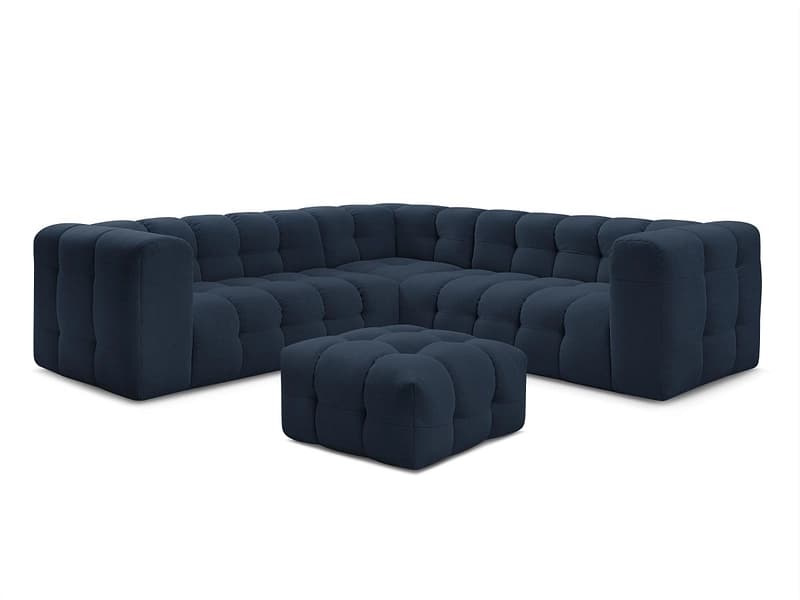 Ecksofa mit Hocker BOBOCHIC CLOUD Stoff dunkelblau