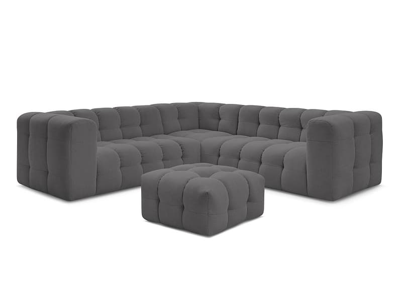 Ecksofa mit Hocker BOBOCHIC CLOUD Stoff dunkelgrau
