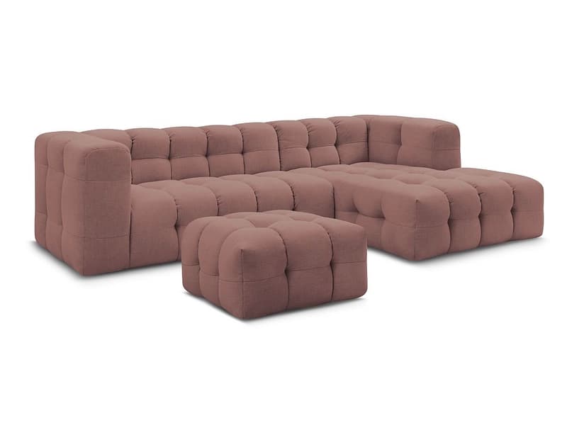 Ecksofa mit Hocker BOBOCHIC CLOUD Stoff rosa