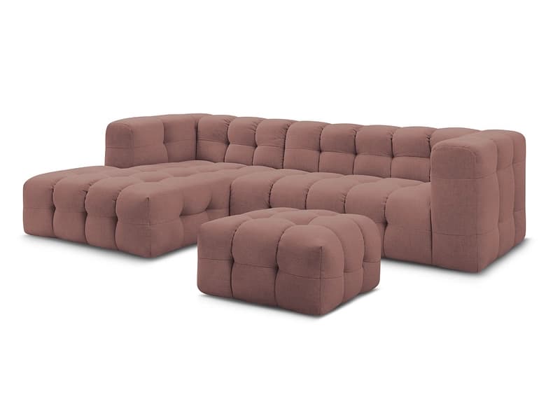 Ecksofa mit Hocker BOBOCHIC CLOUD Stoff rosa