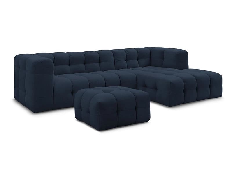 Ecksofa mit Hocker BOBOCHIC CLOUD Stoff dunkelblau