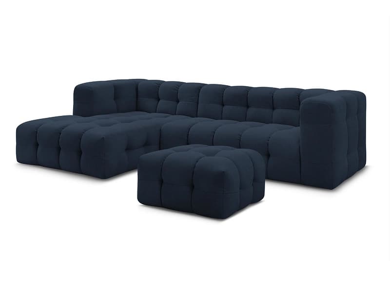 Ecksofa mit Hocker BOBOCHIC CLOUD Stoff dunkelblau