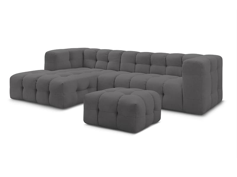 Ecksofa mit Hocker BOBOCHIC CLOUD Stoff dunkelgrau