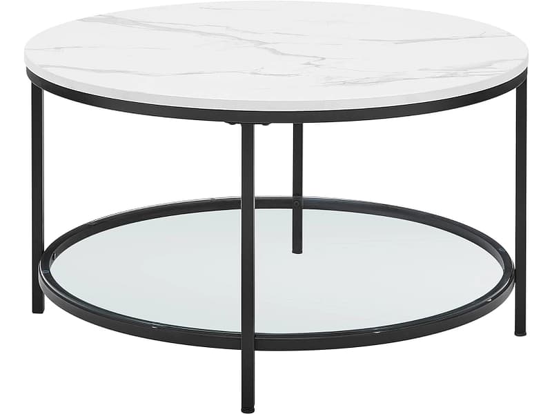 SONGMICS Couchtish CRYSTAL 80x80x45cm weiss
