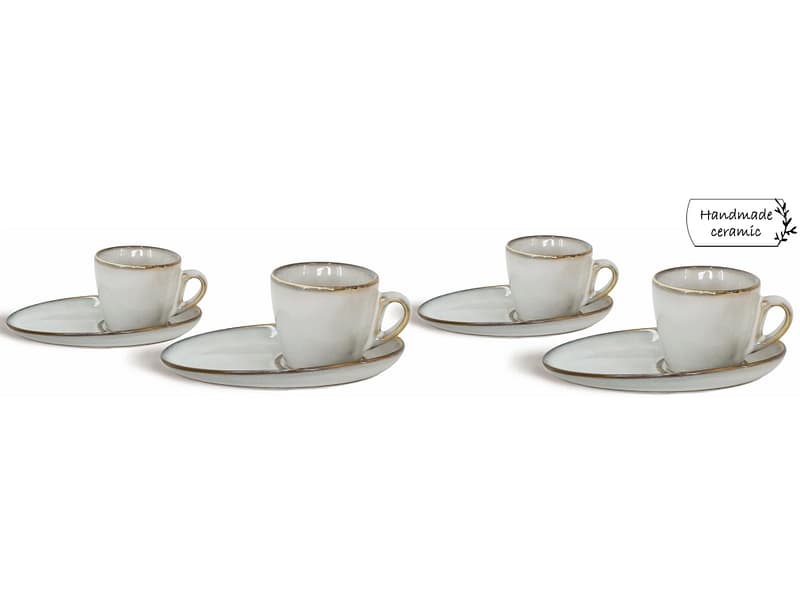 Set Kaffeetassen BROOKE 11cl sandstein weiss 8-teilig