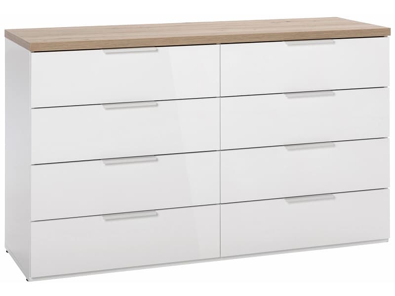 Kommode MUNDI 8 Schubladen 44.4x136.3x82.6cm weiss glänzend melamin