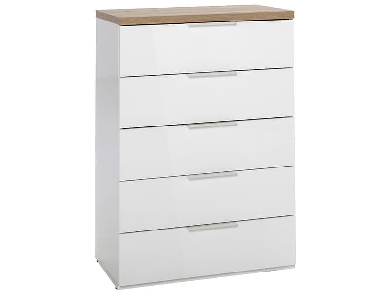 Kommode MUNDI 5 Schubladen 44.3x68.9x101.8cm weiss glänzend melamin