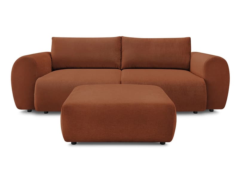 3er Sofa mit Hocker BOBOCHIC LUCIEN Stoff orange