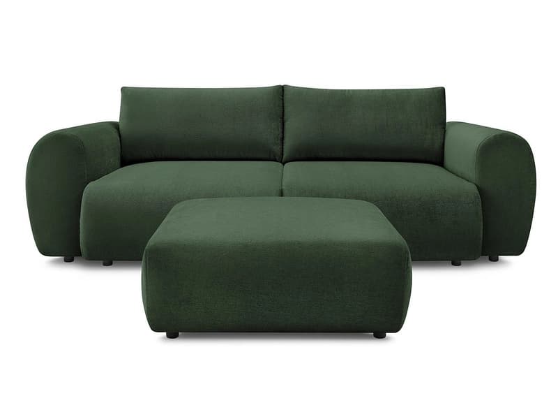 3er Sofa mit Hocker BOBOCHIC LUCIEN Stoff grün