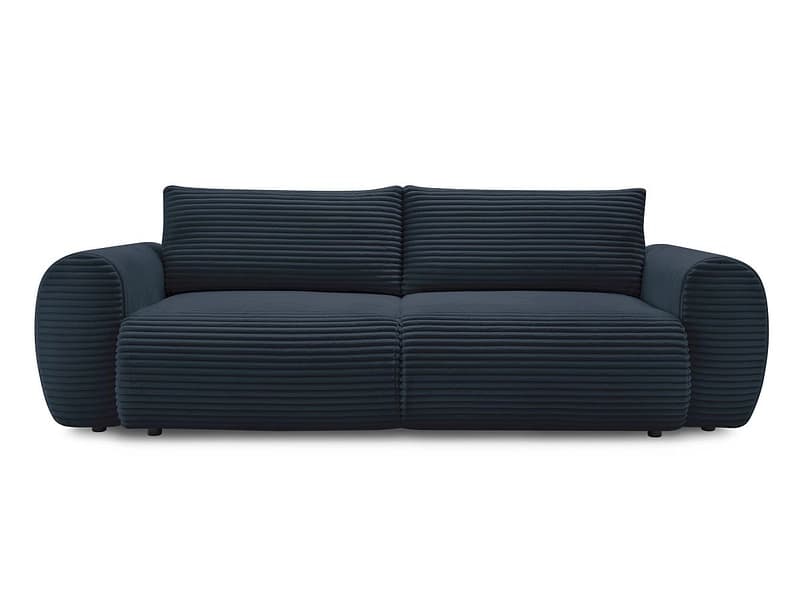 3er Sofa BOBOCHIC LUCIEN Cord-Stoff dunkelblau
