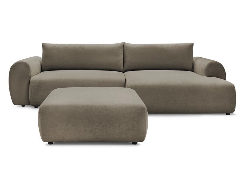 Ecksofa mit Hocker BOBOCHIC LUCIEN Stoff taupe
