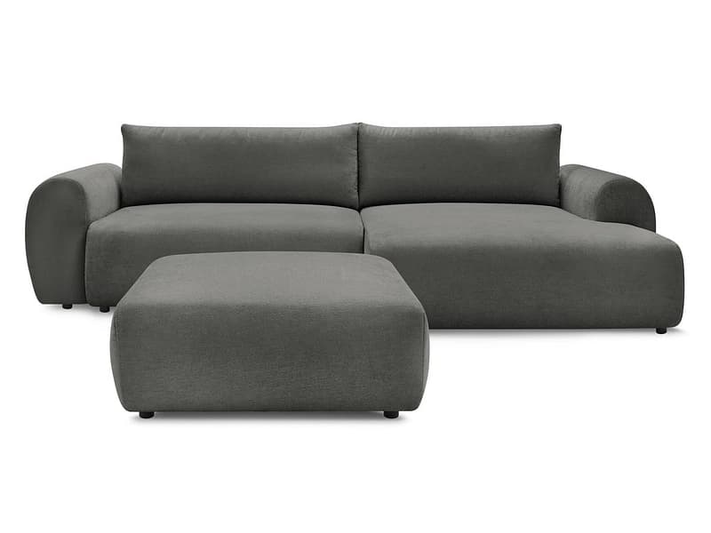 Ecksofa mit Hocker BOBOCHIC LUCIEN Stoff dunkelgrau