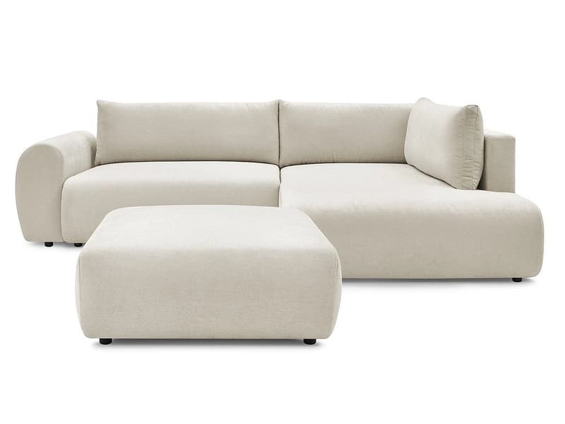 Ecksofa mit Hocker BOBOCHIC LUCIEN Stoff beige