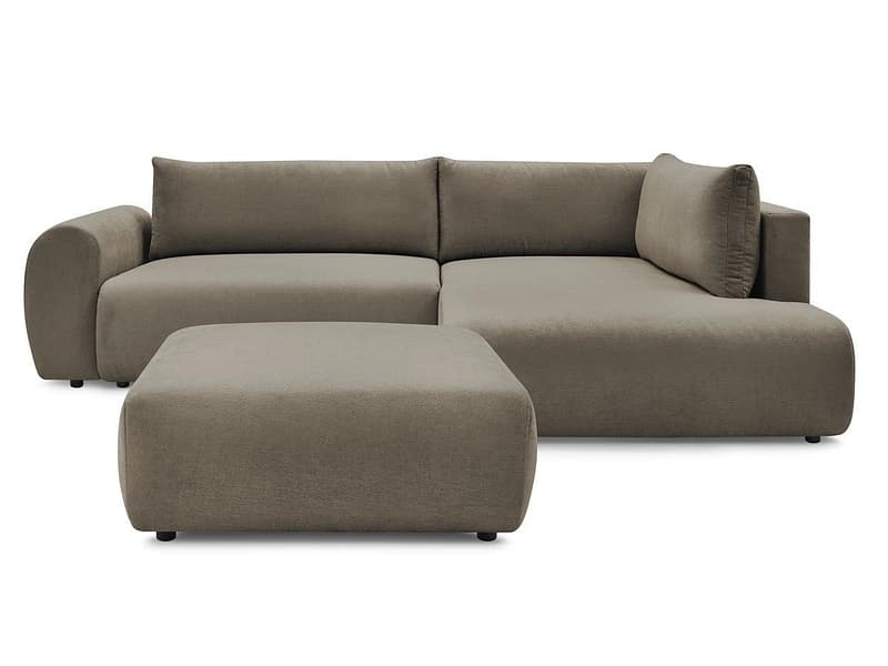 Ecksofa mit Hocker BOBOCHIC LUCIEN Stoff taupe