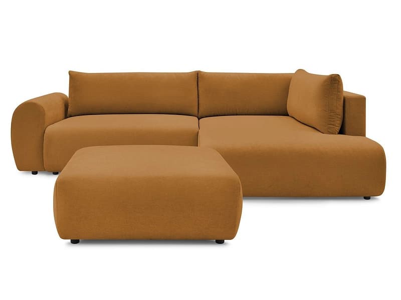 Ecksofa mit Hocker BOBOCHIC LUCIEN Stoff gelb