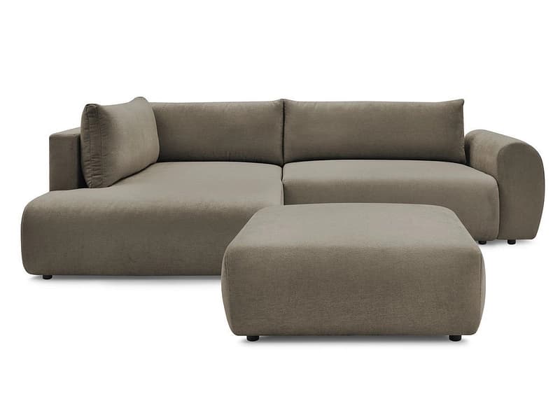 Ecksofa mit Hocker BOBOCHIC LUCIEN Stoff taupe