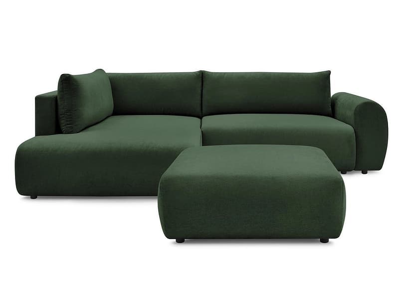 Ecksofa mit Hocker BOBOCHIC LUCIEN Stoff grün