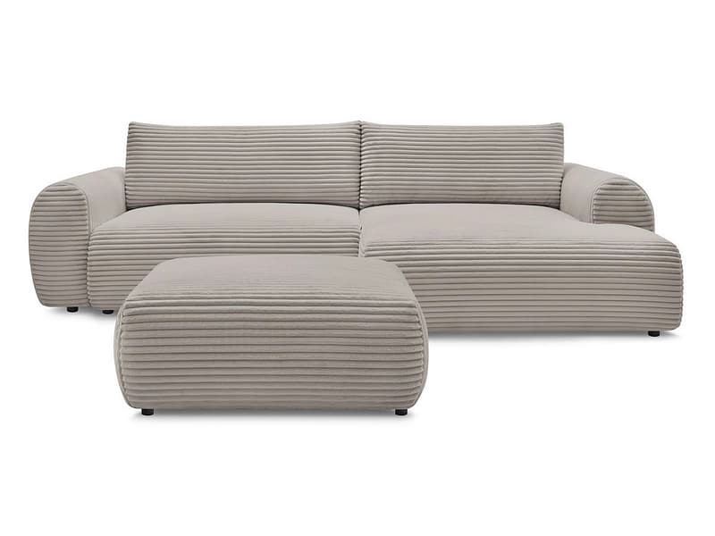 Ecksofa mit Hocker BOBOCHIC LUCIEN Cord-Stoff taupe