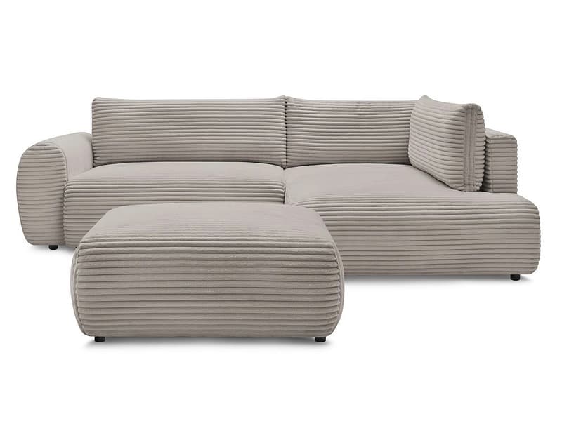 Ecksofa mit Hocker BOBOCHIC LUCIEN Cord-Stoff taupe