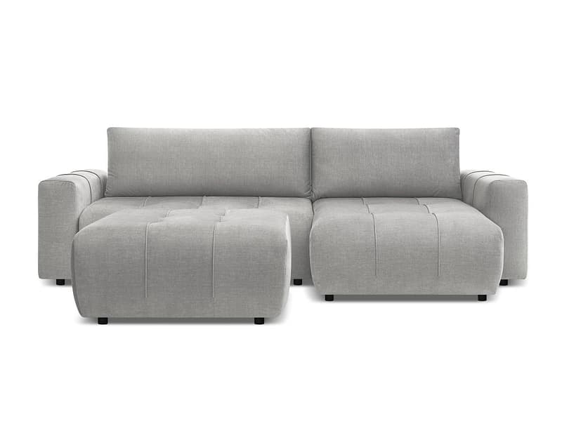 Ecksofa mit Hocker BOBOCHIC ARSENE Samt hellgrau