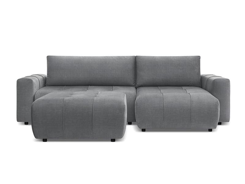 Ecksofa mit Hocker BOBOCHIC ARSENE Samt dunkelgrau