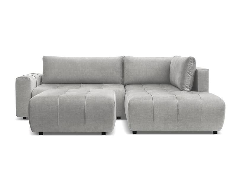 Ecksofa mit Hocker BOBOCHIC ARSENE Samt hellgrau