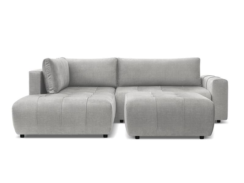 Ecksofa mit Hocker BOBOCHIC ARSENE Samt hellgrau