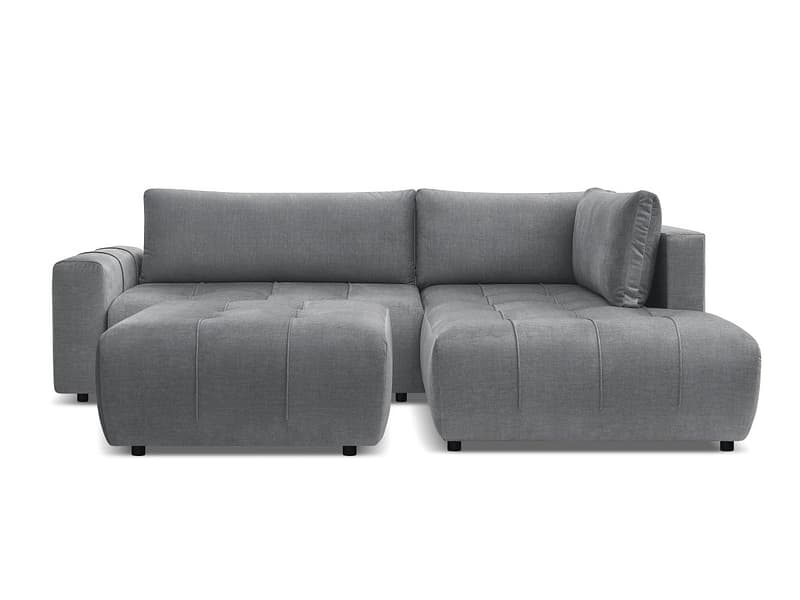 Ecksofa mit Hocker BOBOCHIC ARSENE Samt dunkelgrau