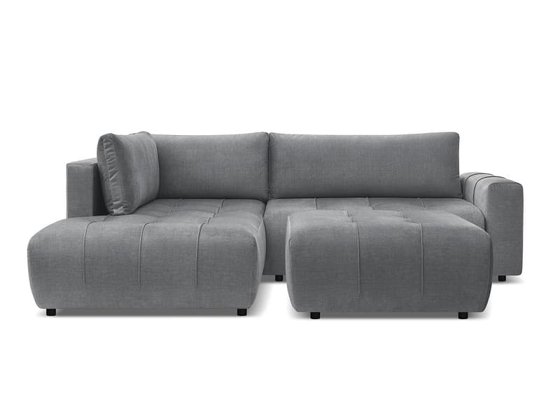 Ecksofa mit Hocker BOBOCHIC ARSENE Samt dunkelgrau