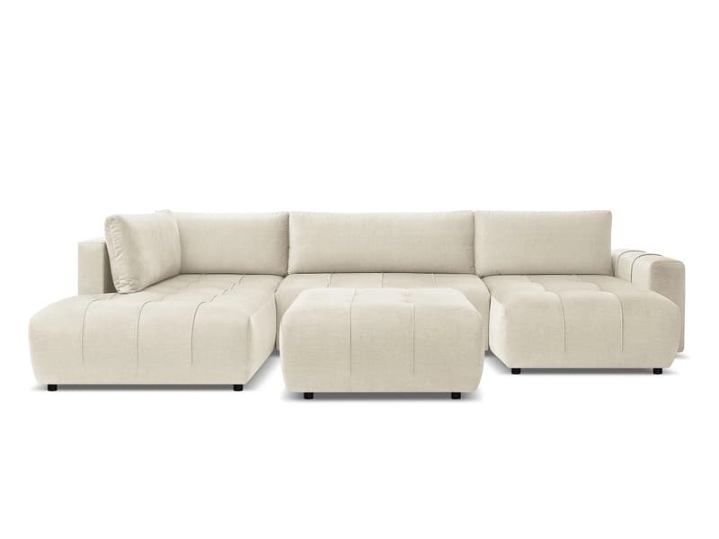 Panorama-Ecksofa mit Hocker BOBOCHIC ARSENE Samt beige
