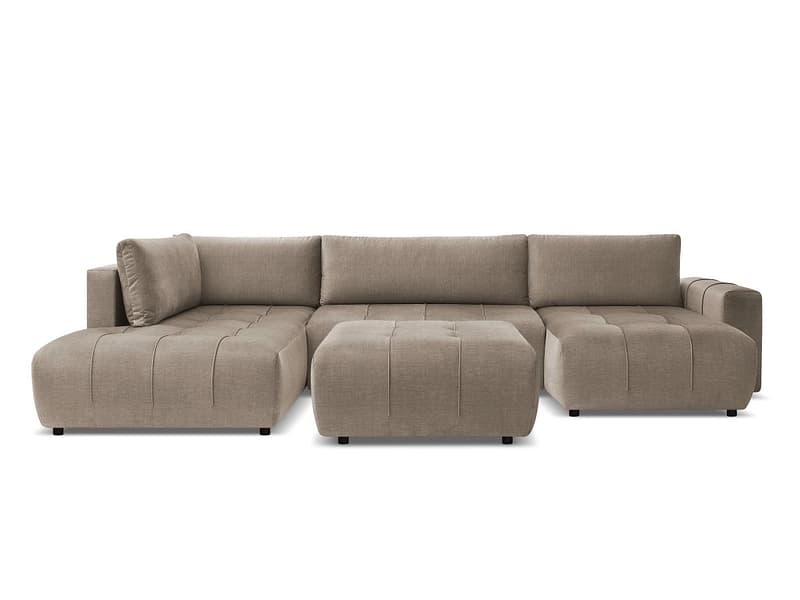 Panorama-Ecksofa mit Hocker BOBOCHIC ARSENE Samt taupe
