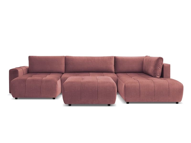 Panorama-Ecksofa mit Hocker BOBOCHIC ARSENE Samt orange