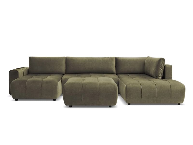Panorama-Ecksofa mit Hocker BOBOCHIC ARSENE Samt grün