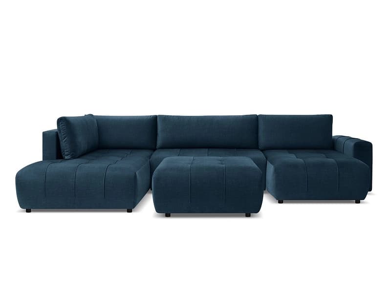 Panorama-Ecksofa mit Hocker BOBOCHIC ARSENE Samt blau