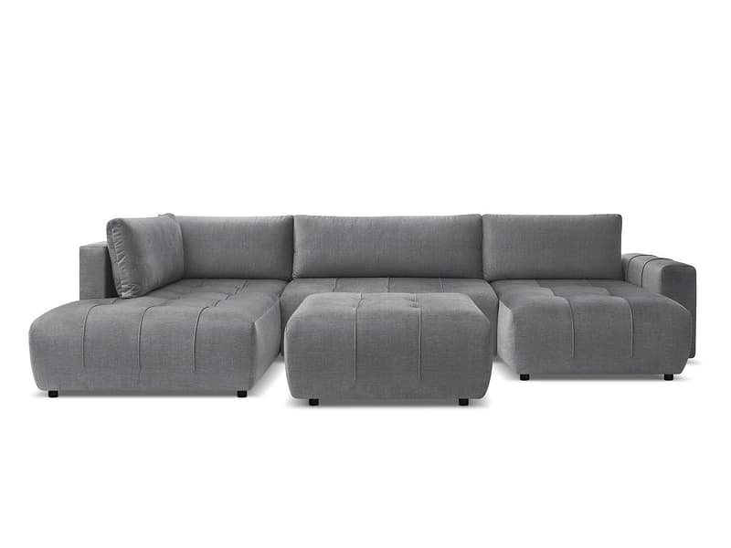 Panorama-Ecksofa mit Hocker BOBOCHIC ARSENE Samt dunkelgrau