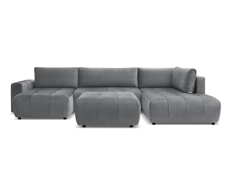 Panorama-Ecksofa mit Hocker BOBOCHIC ARSENE Samt dunkelgrau