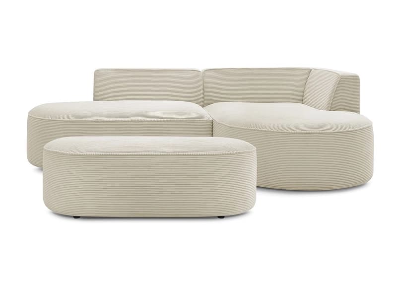 Ecksofa mit Hocker BOBOCHIC ROUSSEAU Cord-Stoff beige