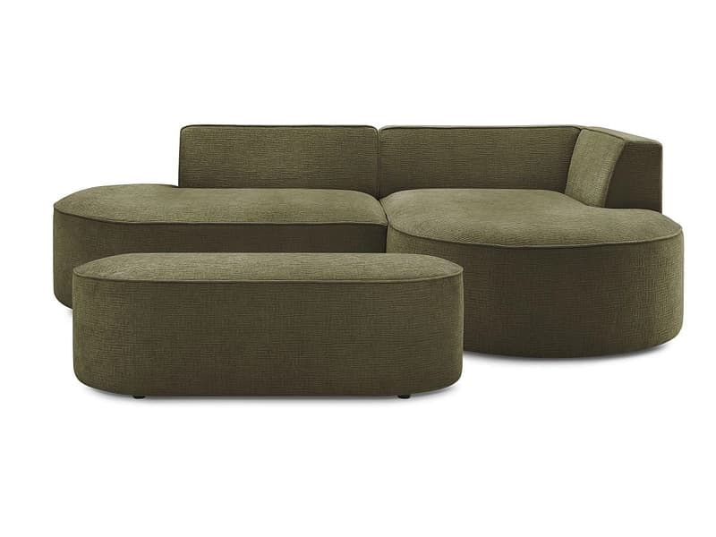 Ecksofa mit Hocker BOBOCHIC ROUSSEAU Stoff mit Textur grün
