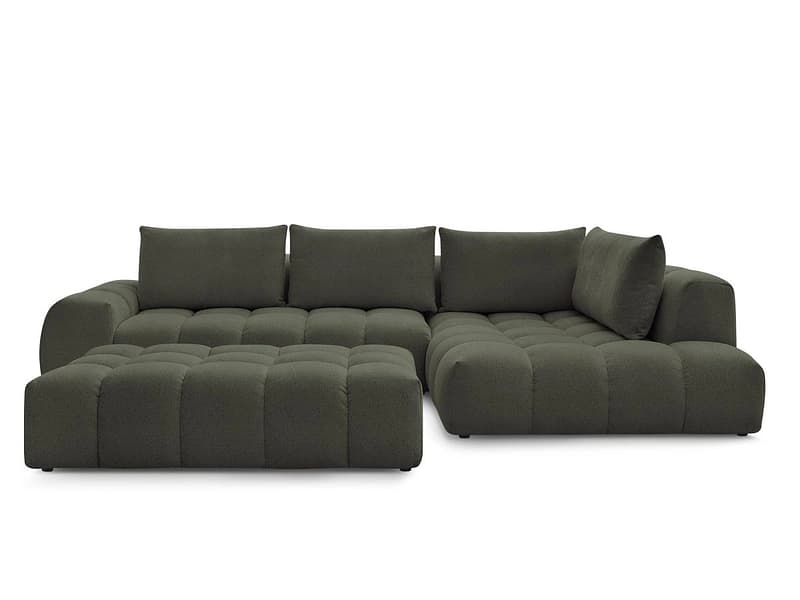 Ecksofa mit Hocker BOBOCHIC EVEREST Stoff chiniert grün