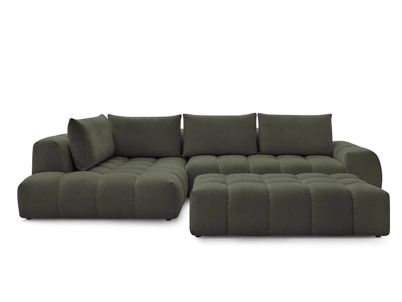 Ecksofa mit Hocker BOBOCHIC EVEREST Stoff chiniert grün
